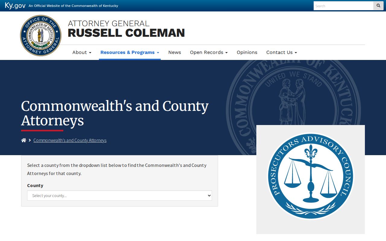 Kentucky prosecutors directory related to Arlington criminal court records