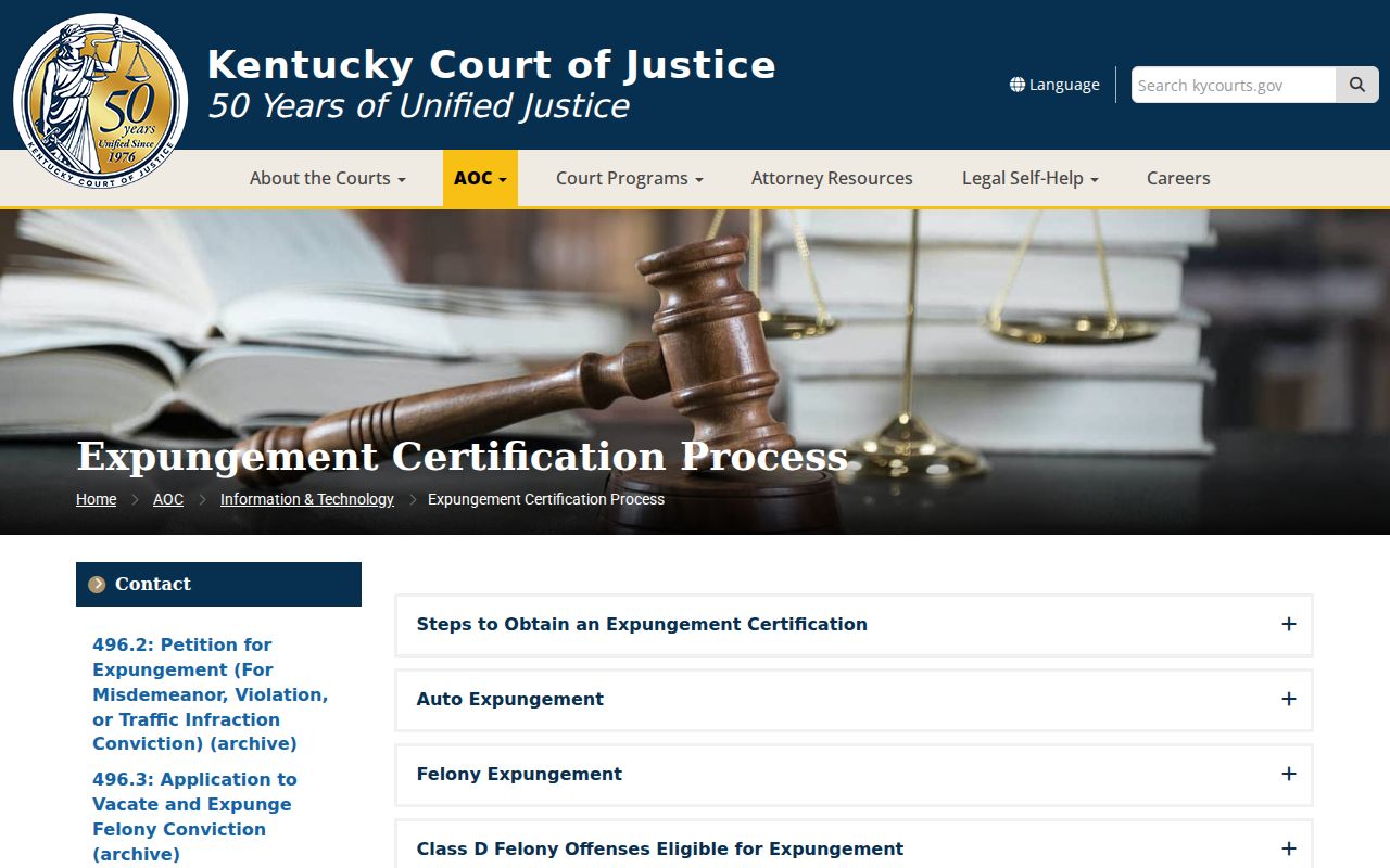 Official Kentucky expungement instructions for Bardwell criminal records