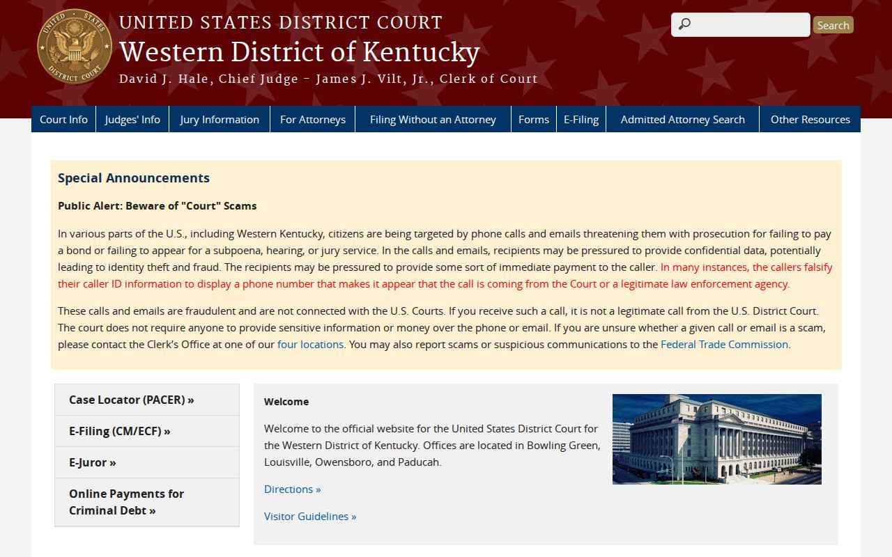 Carlisle County federal criminal court Western District of Kentucky
